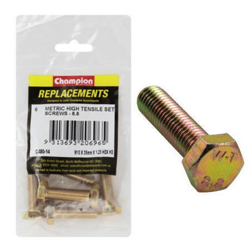 Champion Hex Set Screw High Tensile M10 X 35 X 1.25Mm Grade 8.8 - C480-14
