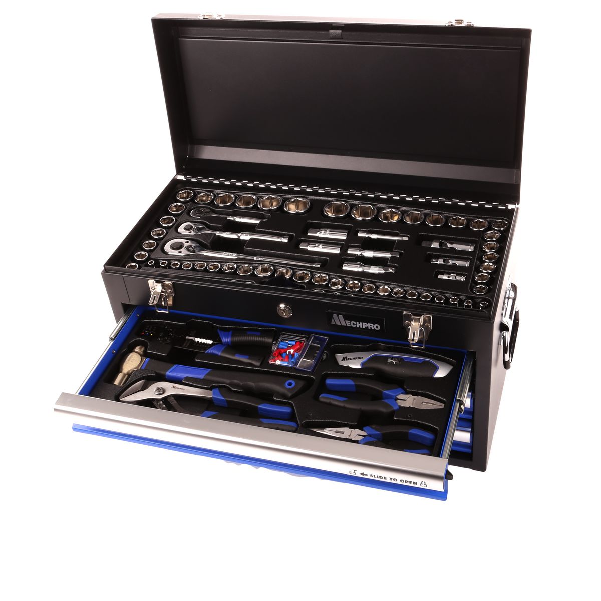 Mechpro Blue Tool Kit with 3 Drawer Chest 1/4In, 3/8In & 1/2In Drive 248pc - MP215KCRV