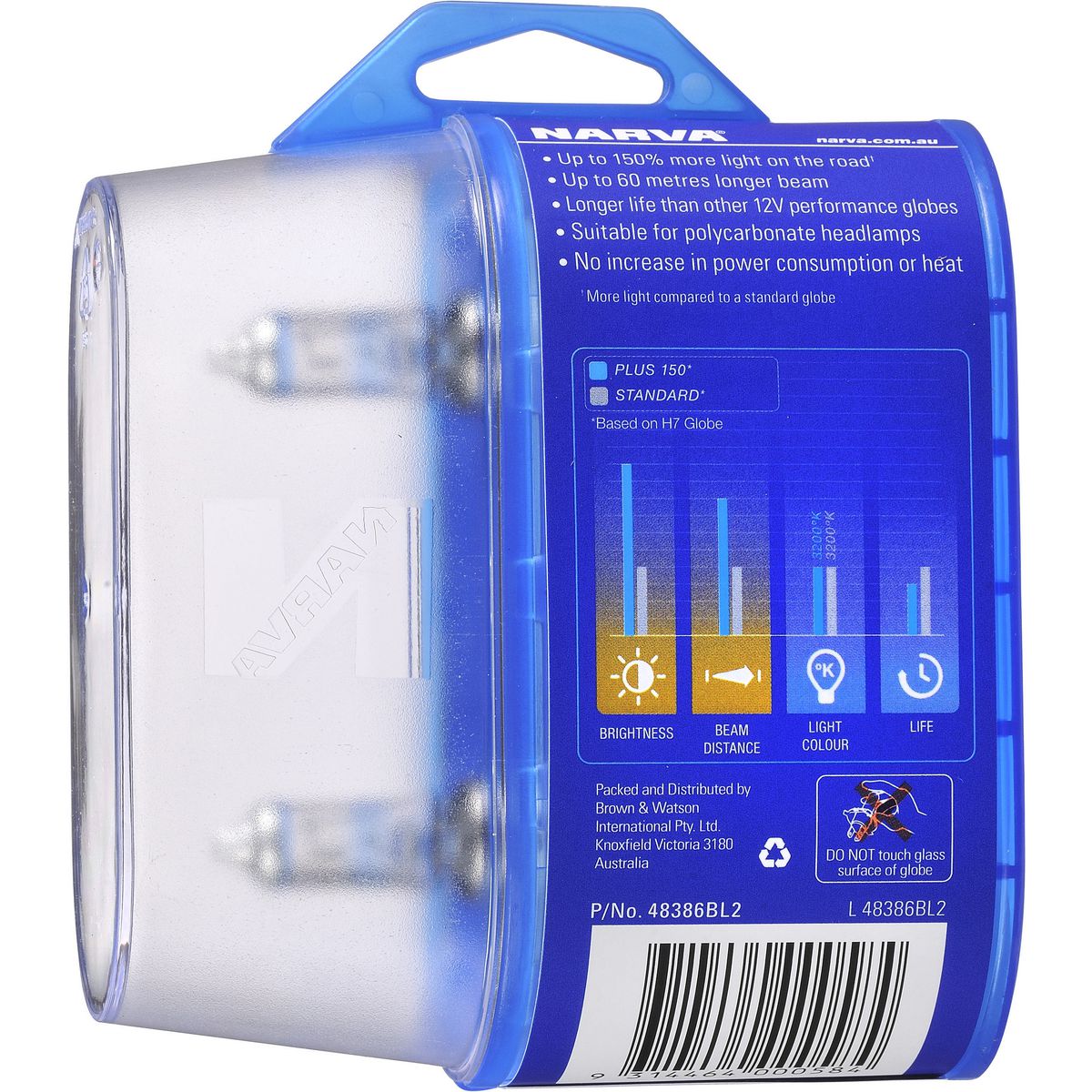 Narva H7 12V PX26D PLUS150 Twin pack - 48386BL2