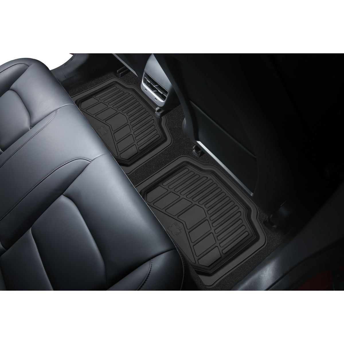 Maxi Trac 4WD Black Rubber Deep Dish Car Rear Floor Mats Pair - MTCM2PCRDDBLK