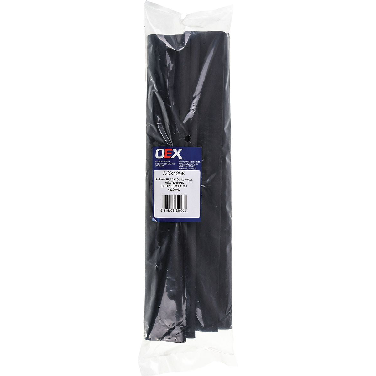 OEX Heat Shrink Dual Wall Black 24mm x 300mm (4 Pack) - ACX1296