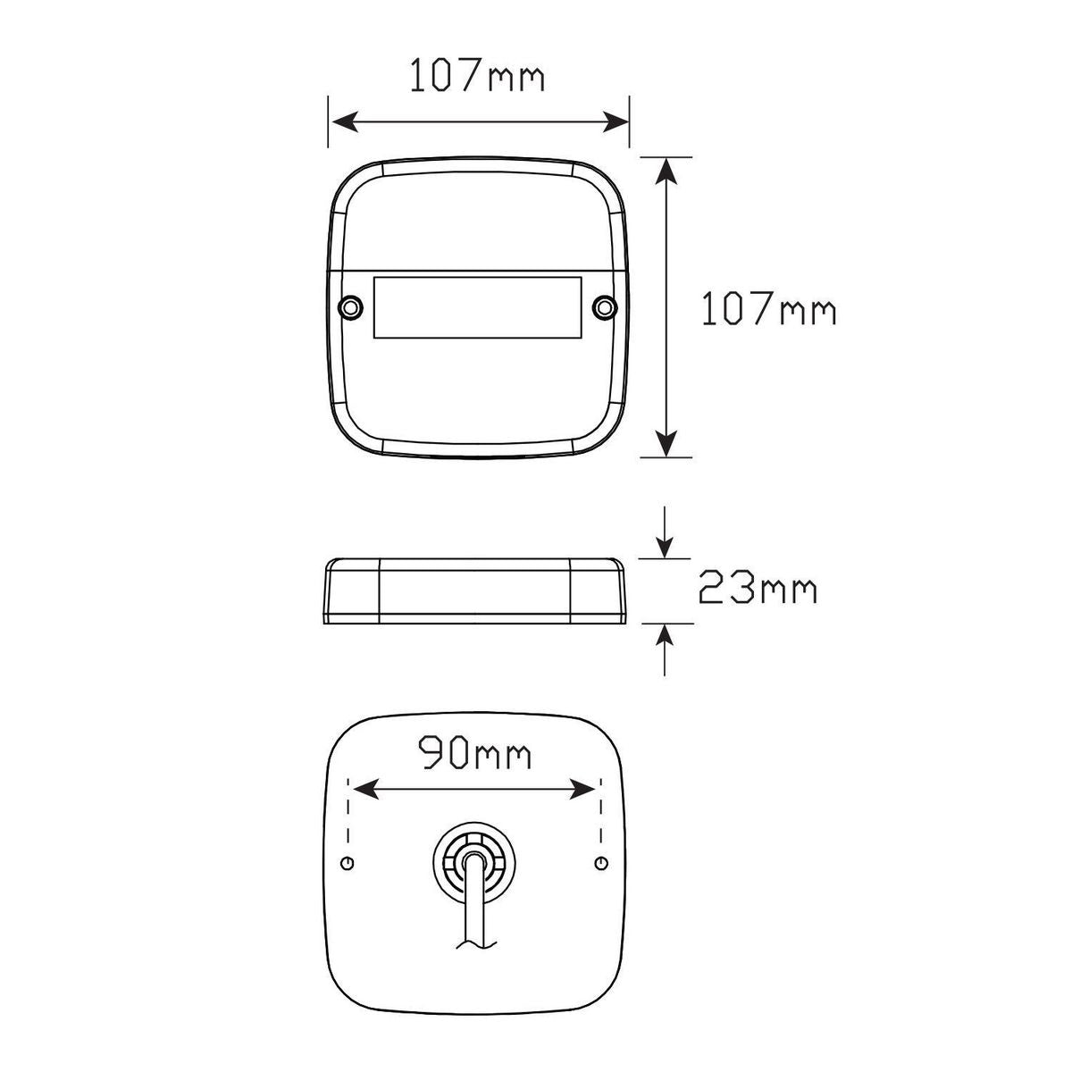 LED Autolamps 12/24V Stop/Tail/Indicator/Reflector 107x107x23mm - 99ARM
