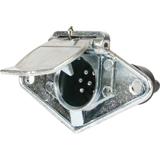OEX Trailer Socket 7 Pin Small Round Metal - ACX2791