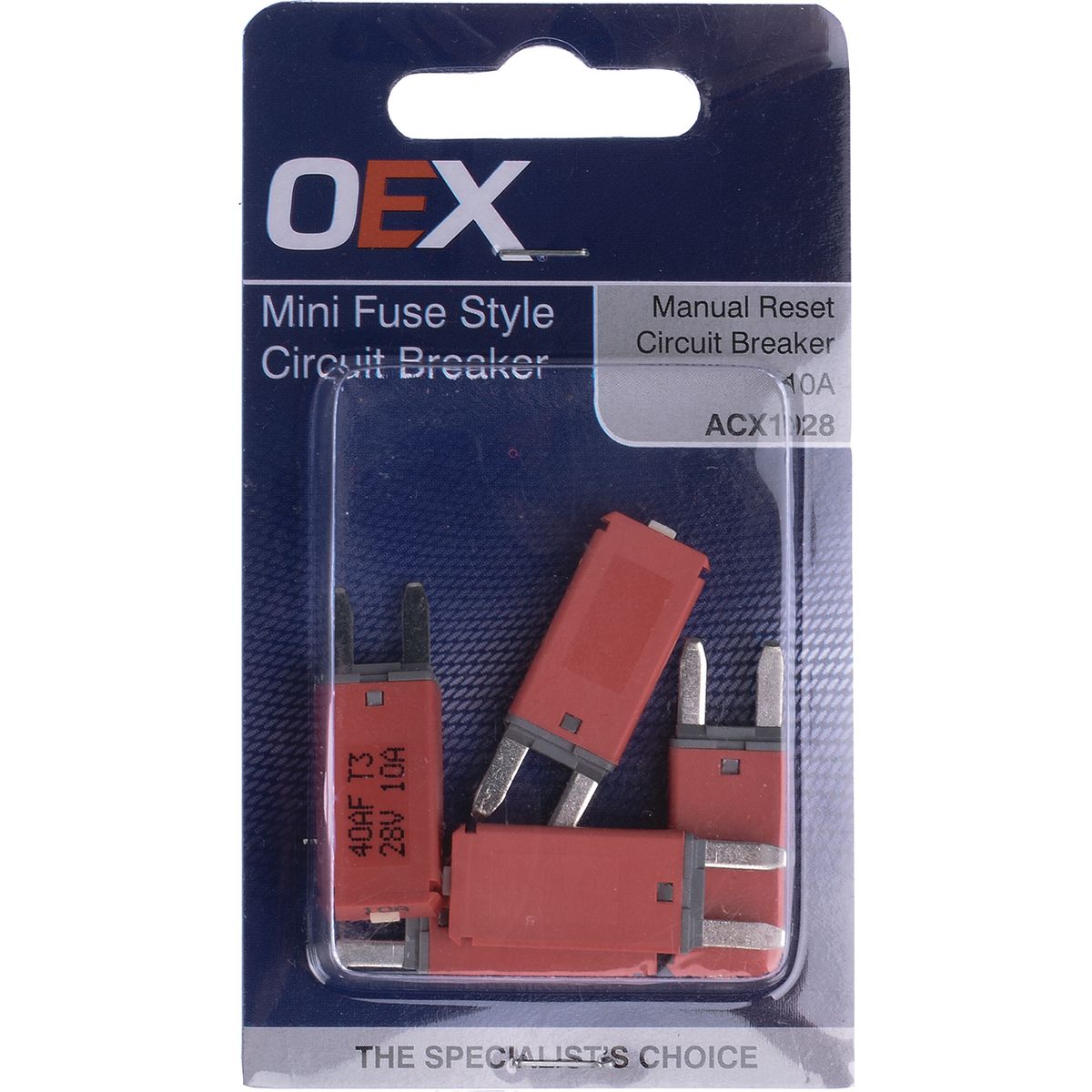 OEX Circuit Breaker Mini Blade Manual Reset 10A (Pack of 5) - ACX1928