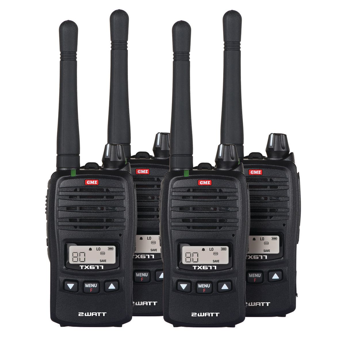 GME 2 Watt UHF CB Handheld Radio Quad Pack - TX677QP