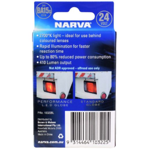Narva LED Globe 24V 2700K 410Ln Ba15S - 18322BL