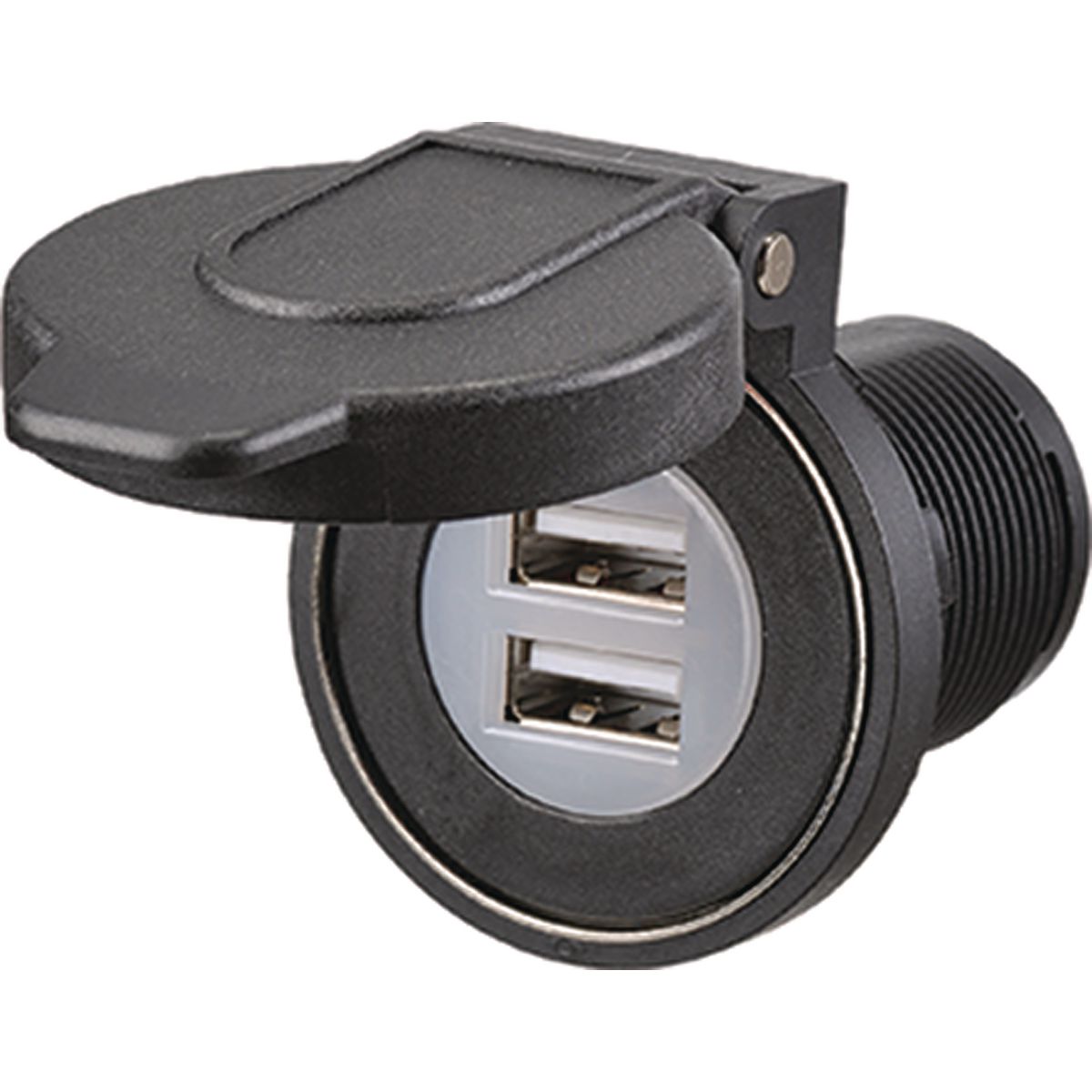 Narva Dual USB Socket with Magnetic Dust Cover - 81108BL