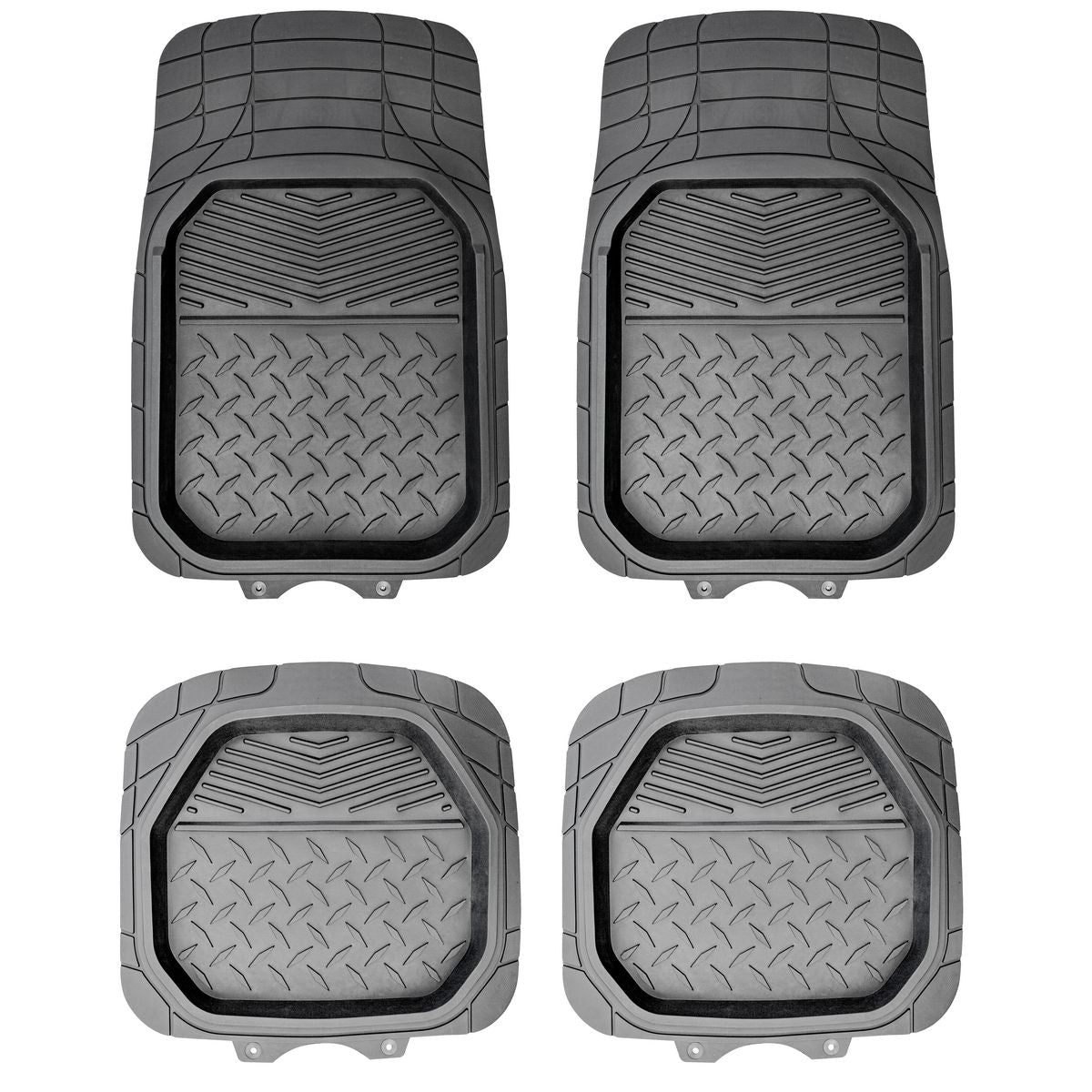 Maxi Trac Heavy Duty Shallow Dish Floor Mat Set 4 Piece Grey - MTCM4PCSDGY