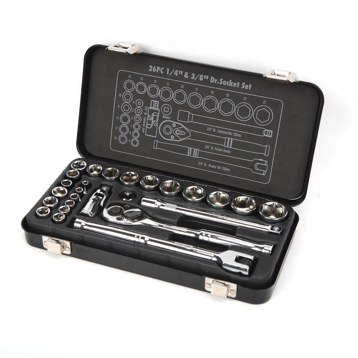 Mechpro Blue Socket Set Metric 1/4In & 3/8In Drive 26pc - MPBSK153K