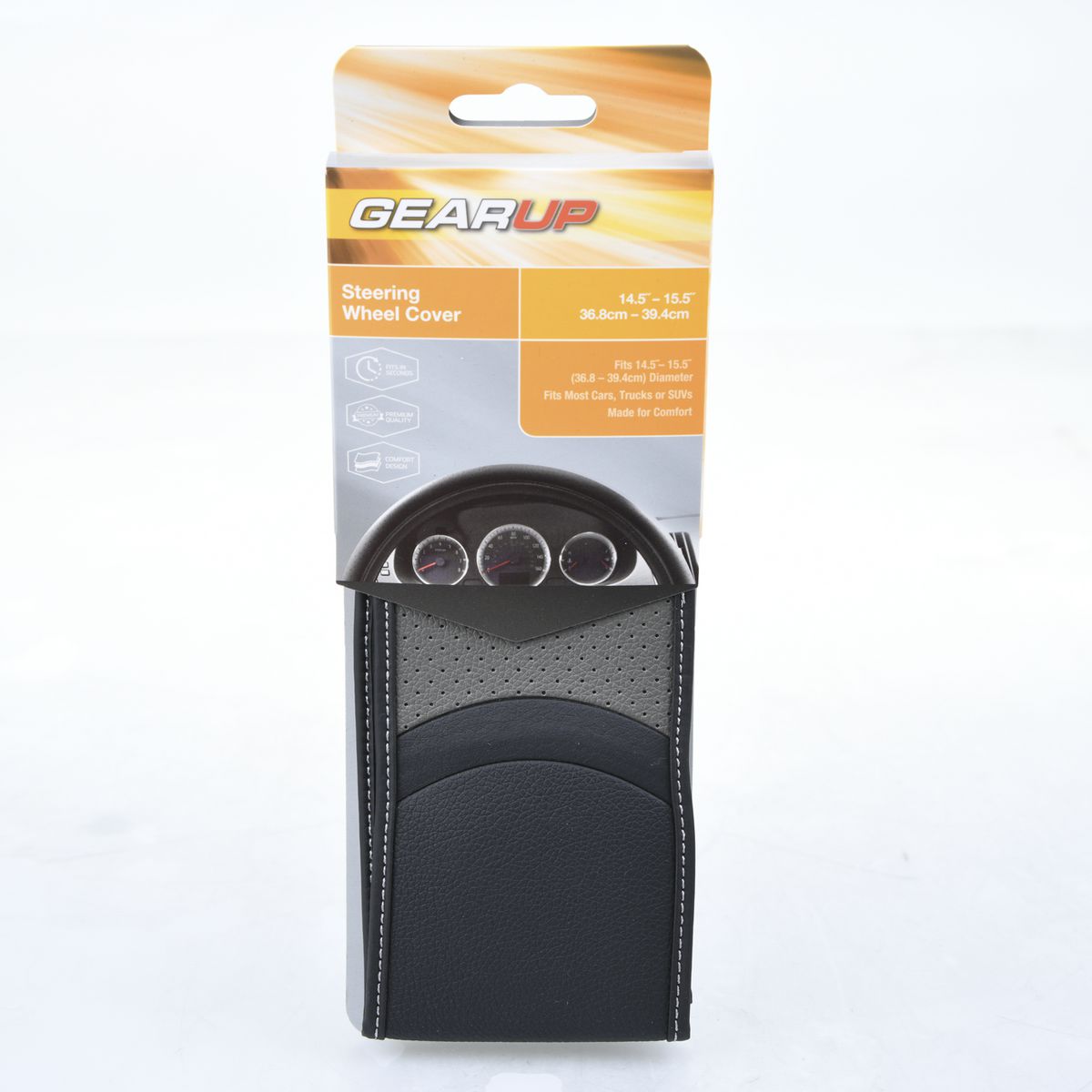 Gear Up Steering Wheel Cover 2 Tone Black And Grey