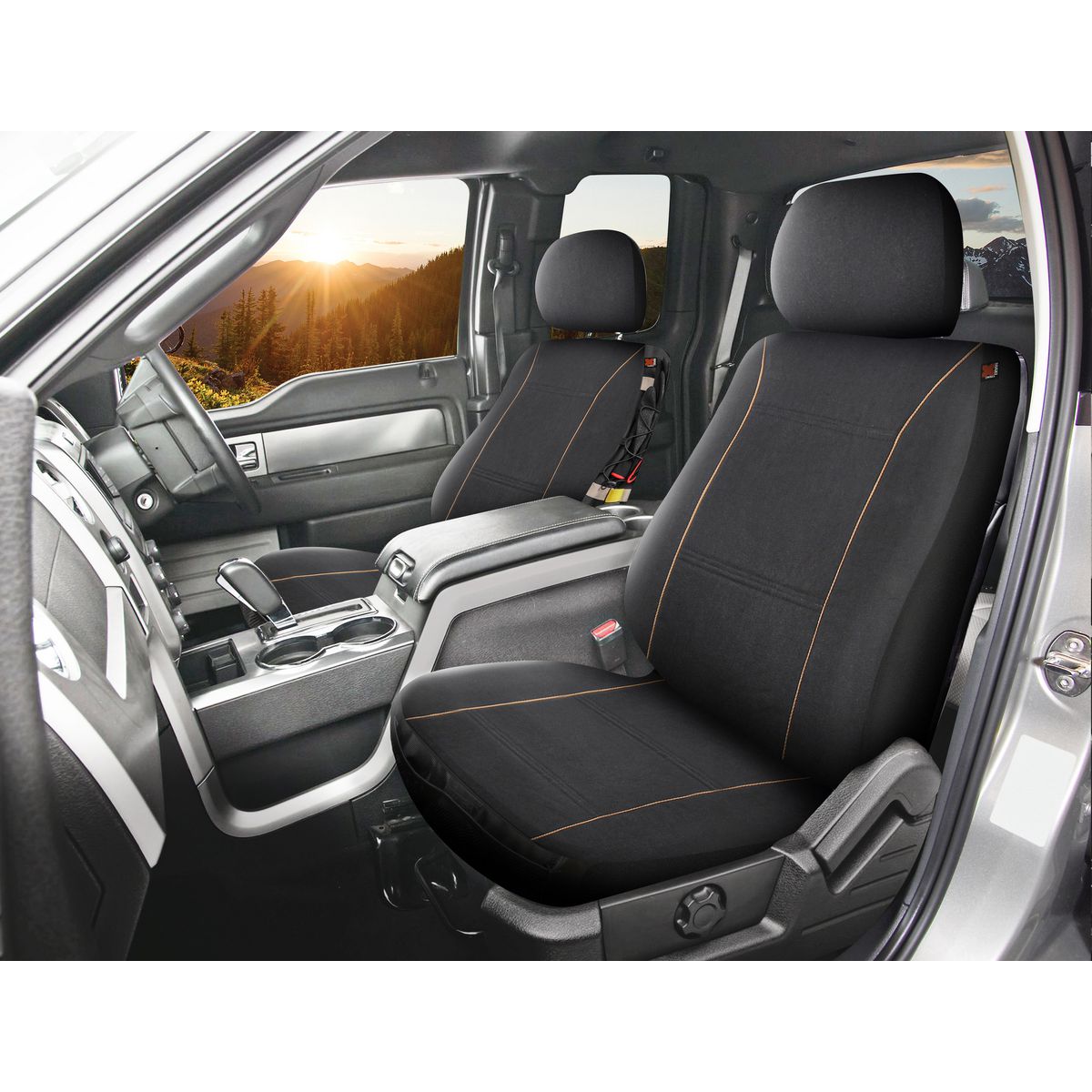 Maxi Trac Front Car Seat Covers Canvas, Black - Pair - MTSCFT-COT
