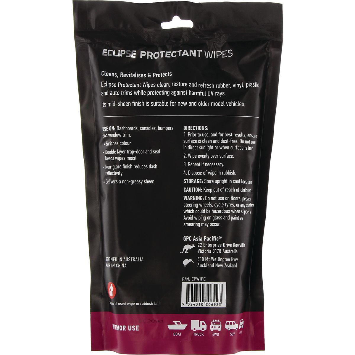 Eclipse Protectant Wipes 25 Pack - EPWIPE