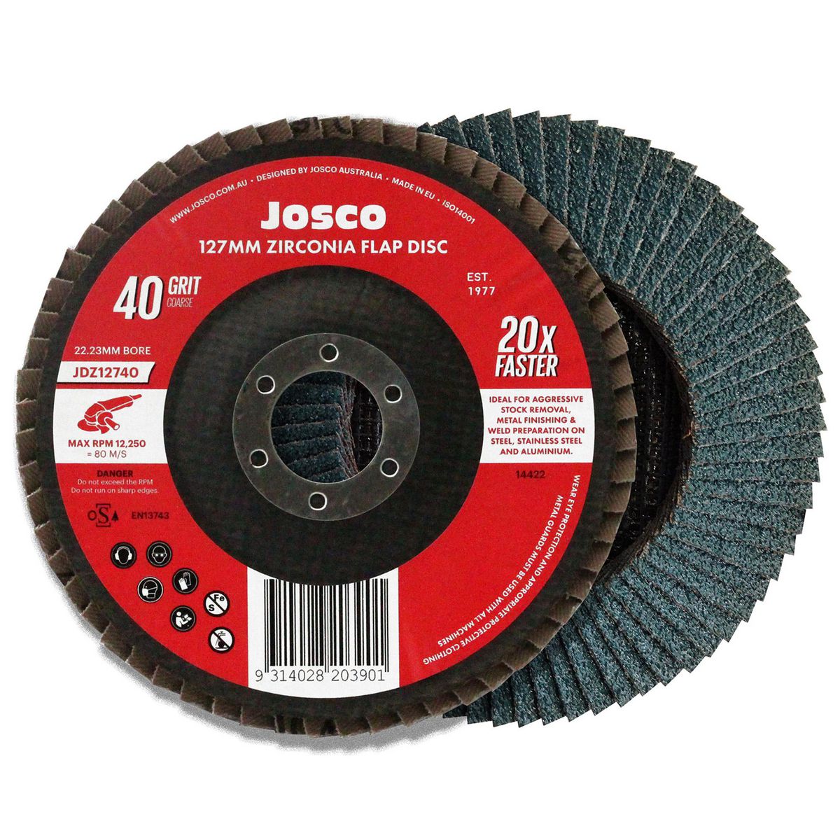 JOSCO Flap Disc 127mm 40g Zirconia - JDZ12740