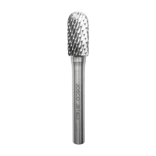 JOSCO Burr DCut 10x20mm 1/4 Shaft Cylinder Ball Nose Carbide - JB1403
