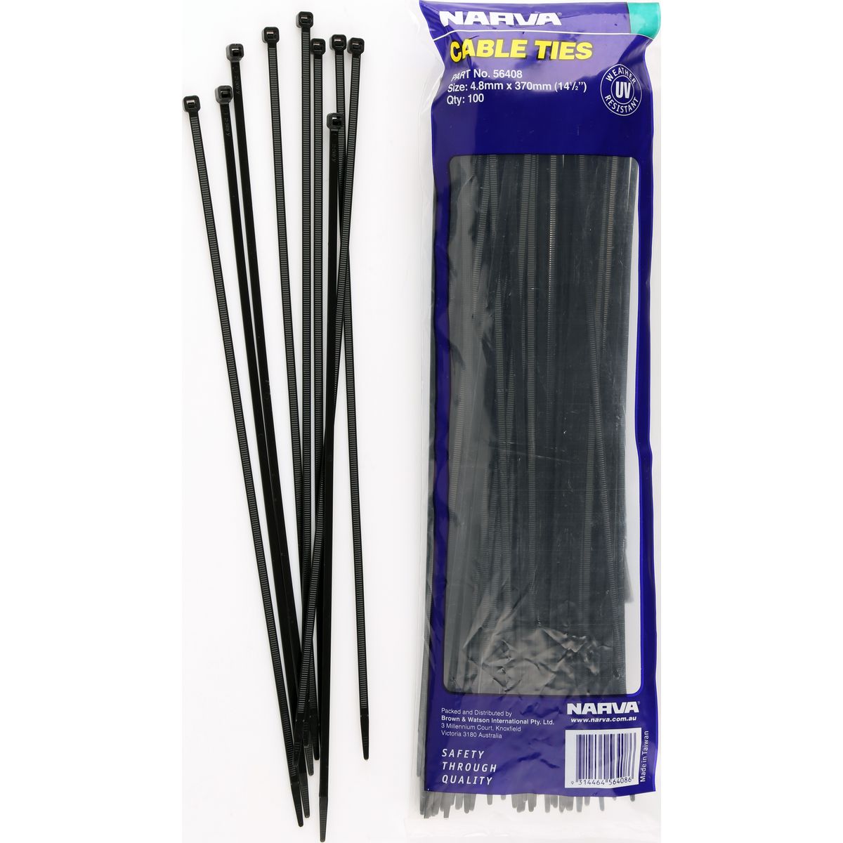 Narva Nylon Cable Ties 4.8mm x 370mm 100 Pce - 56408