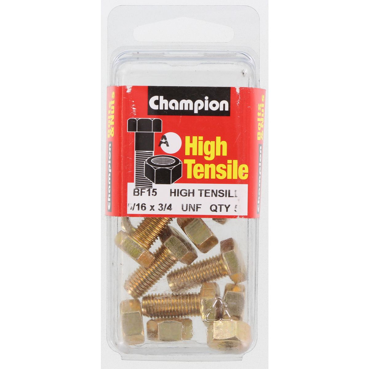 Champion Hex Set Screw & Nut High Tensile 5/16in x 3/4in UNF Grade 5 - BF15