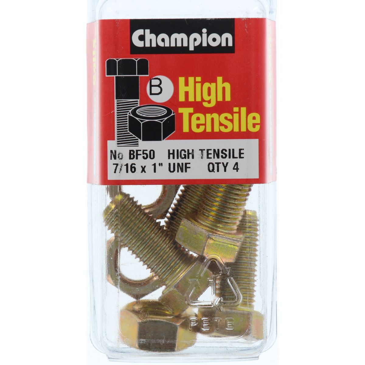 Champion Hex Set Screw & Nut High Tensile 7/16in x 1in UNF Grade 5 - BF50