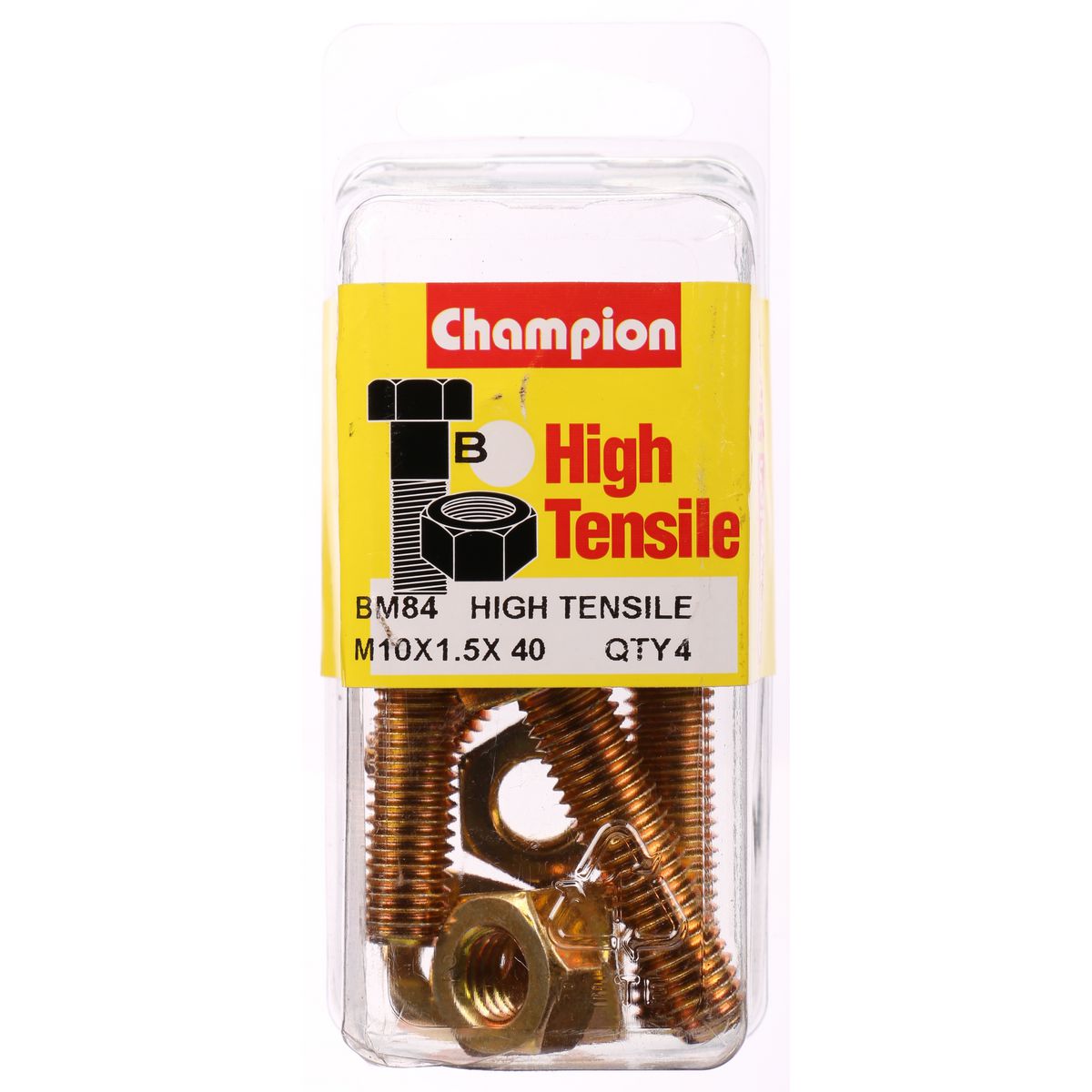 Champion Hex Set Screw & Nut High Tensile M10 x 40mm Grade 8.8 - BM84