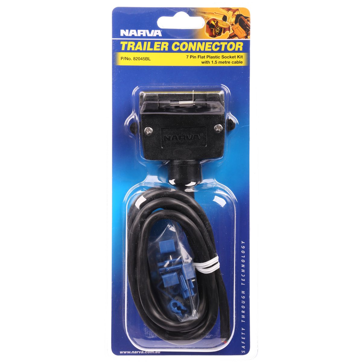 Narva Trailer Socket 7 Pin Flat Plastic - 82045BL