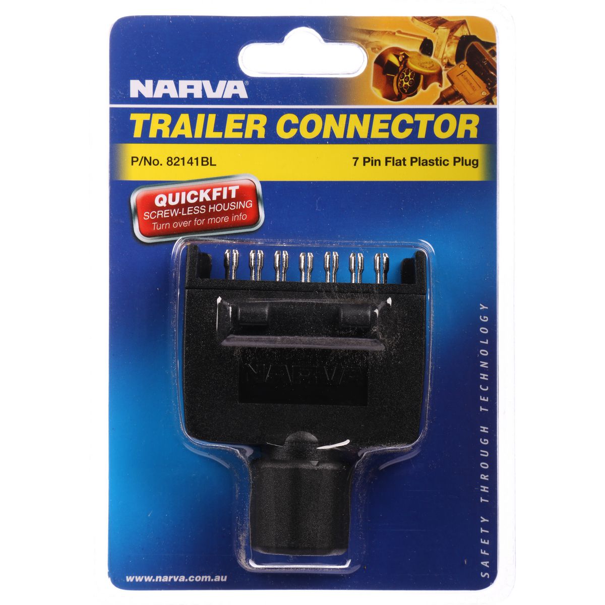 Narva Trailer Plug 7 Pin Flat Plastic - 82141BL