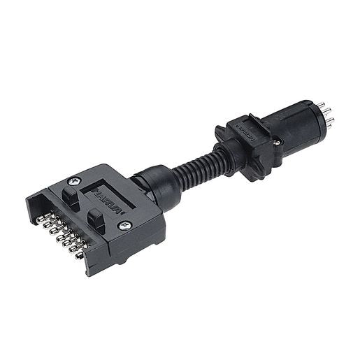 Narva Trailer Adaptor 7 Pin Flat (Car) To 7 Pin Round Small (Trailer) - 82225BL