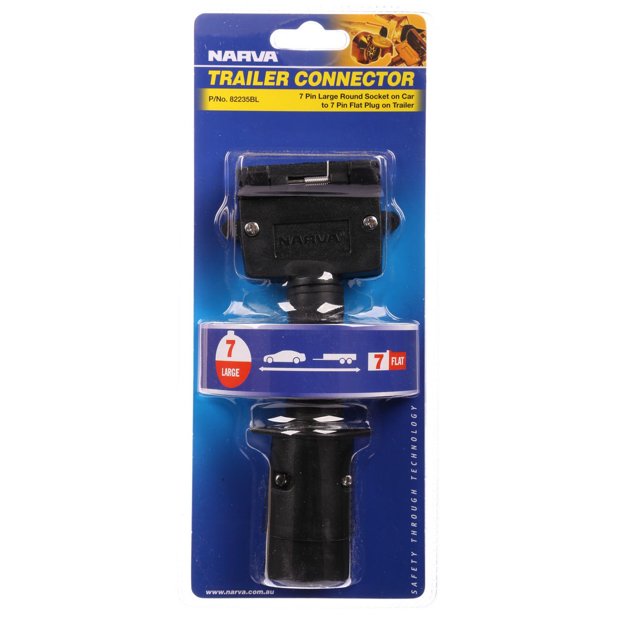 Narva Trailer Adaptor 7 Large Round (Car) To 7 Flat (Trailer) - 82235BL