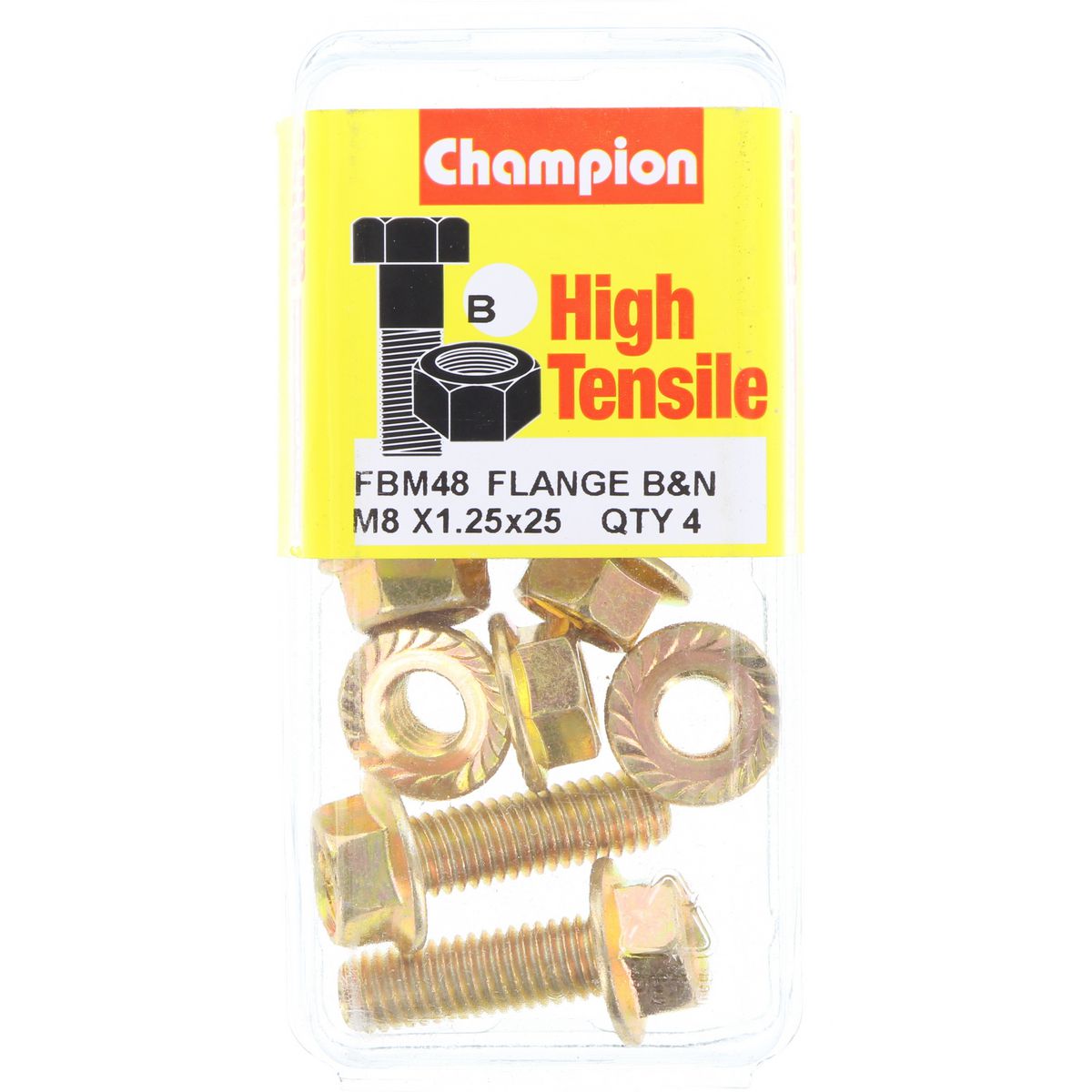 Champion Hex Set Screw & Nut High Tensile Flanged 12Af M8 x 25mm Grade 8.8 - FBM48