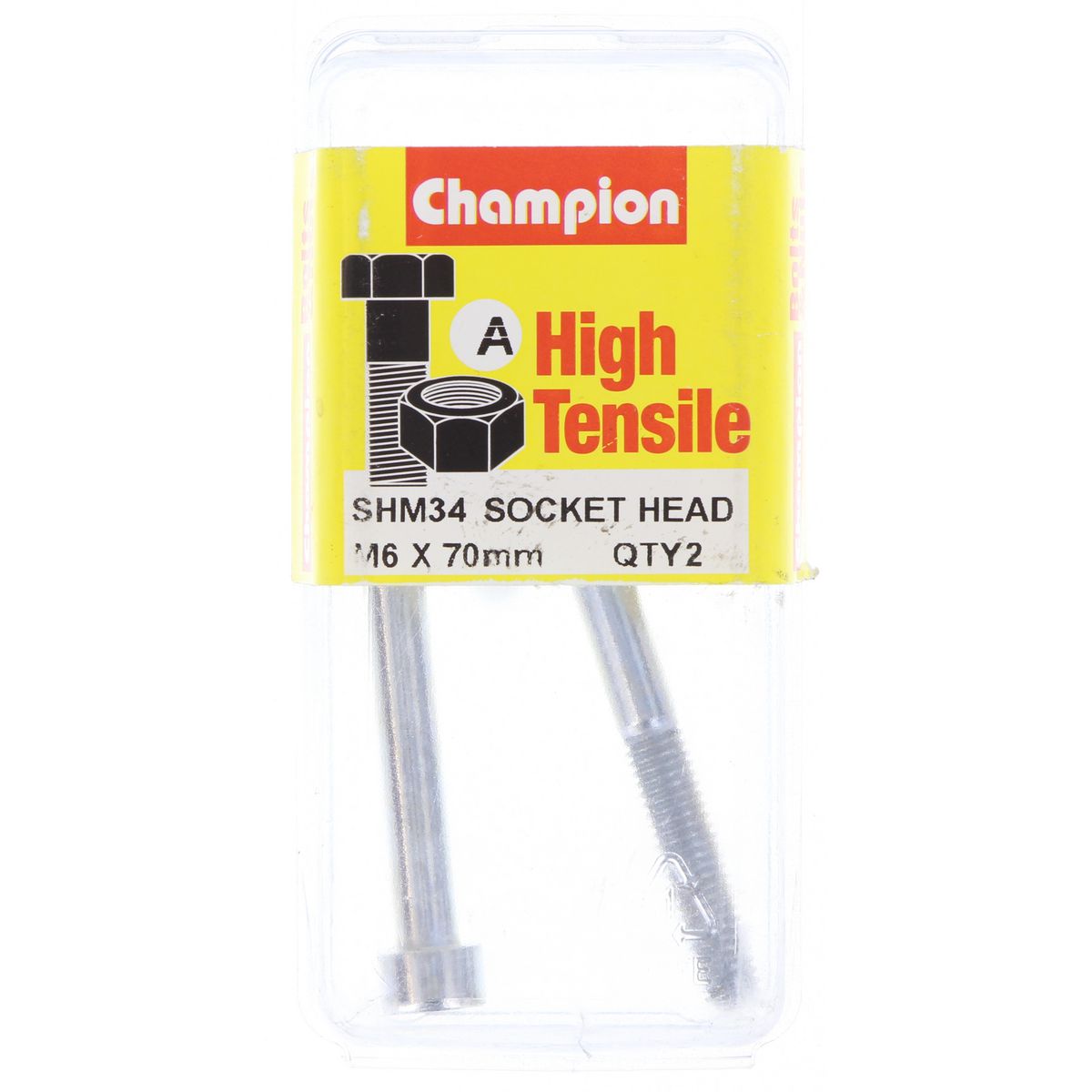 Champion Socket Head Cap Screw High Tensile M6 x 70mm Zinc Plated - SHM34
