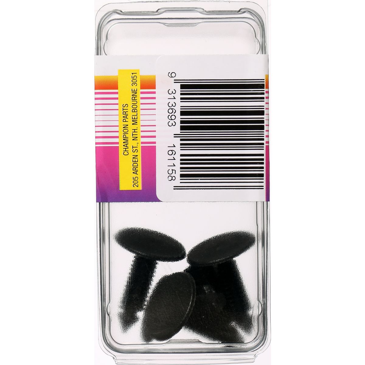 Champion Xmas Tree Clip Black Len: 27mm Stem Dia: 7.6mm Hole: 4.6mm Head: 20.4mm - TF11
