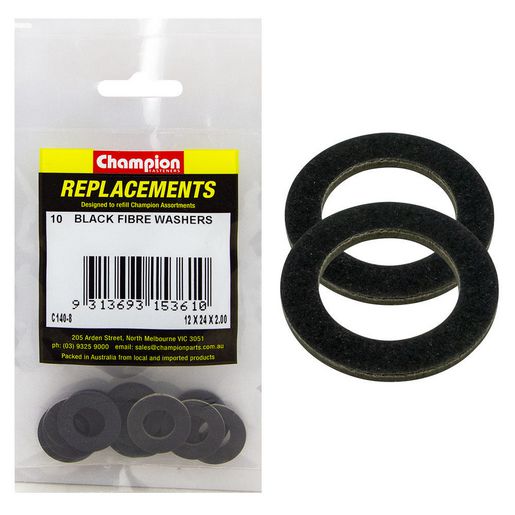 Champion Washer Flat Fibre M12 x 24 x 2.00 Black - C140-8
