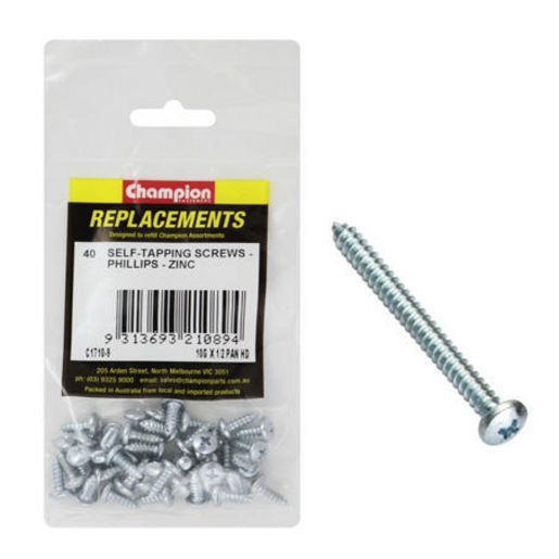 Champion Self Tapper Screw Pan Phillips 4.8 x 13mm Zinc Plated - C1710-9