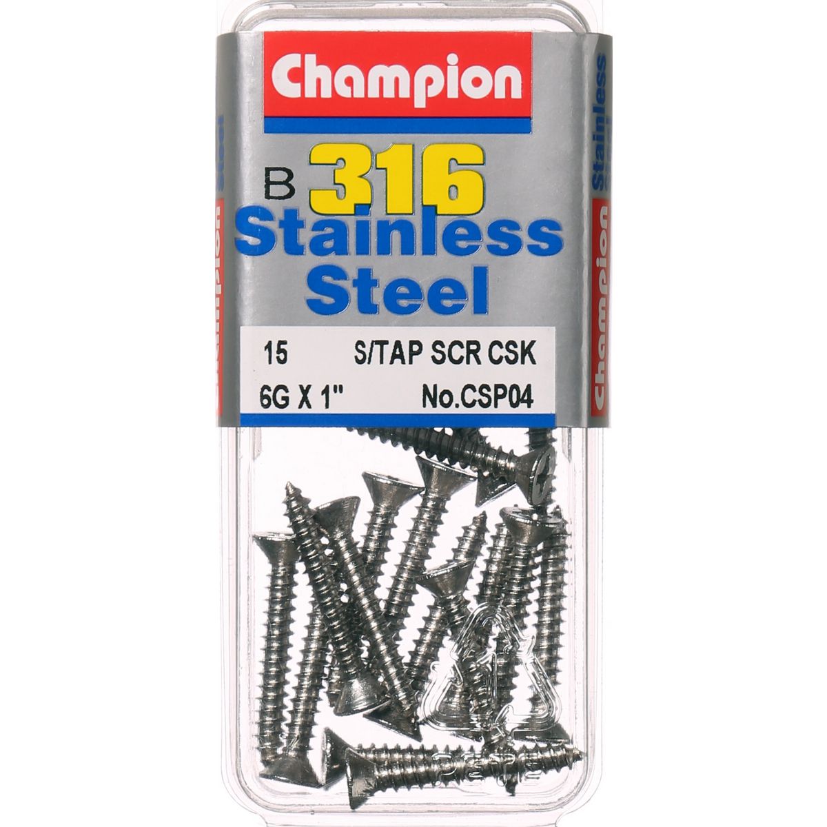 Champion Self Tapper Screw CSK Phillips Stainless Steel 3.5x25mm 316/A4 - CSP04