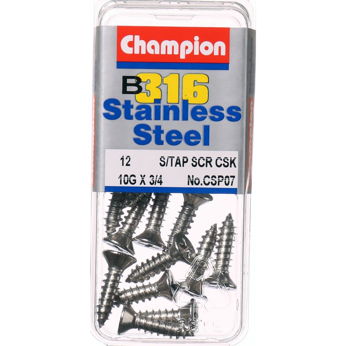 Champion Self Tapper Screw CSK Phillips Stainless Steel 4.8x19mm 316/A4 - CSP07
