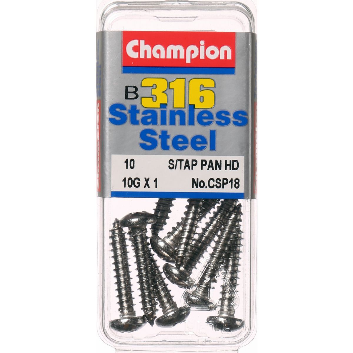 Champion Self Tapper Screw Pan Phillips Stainless Steel 4.8x25mm 316/A4 - CSP18