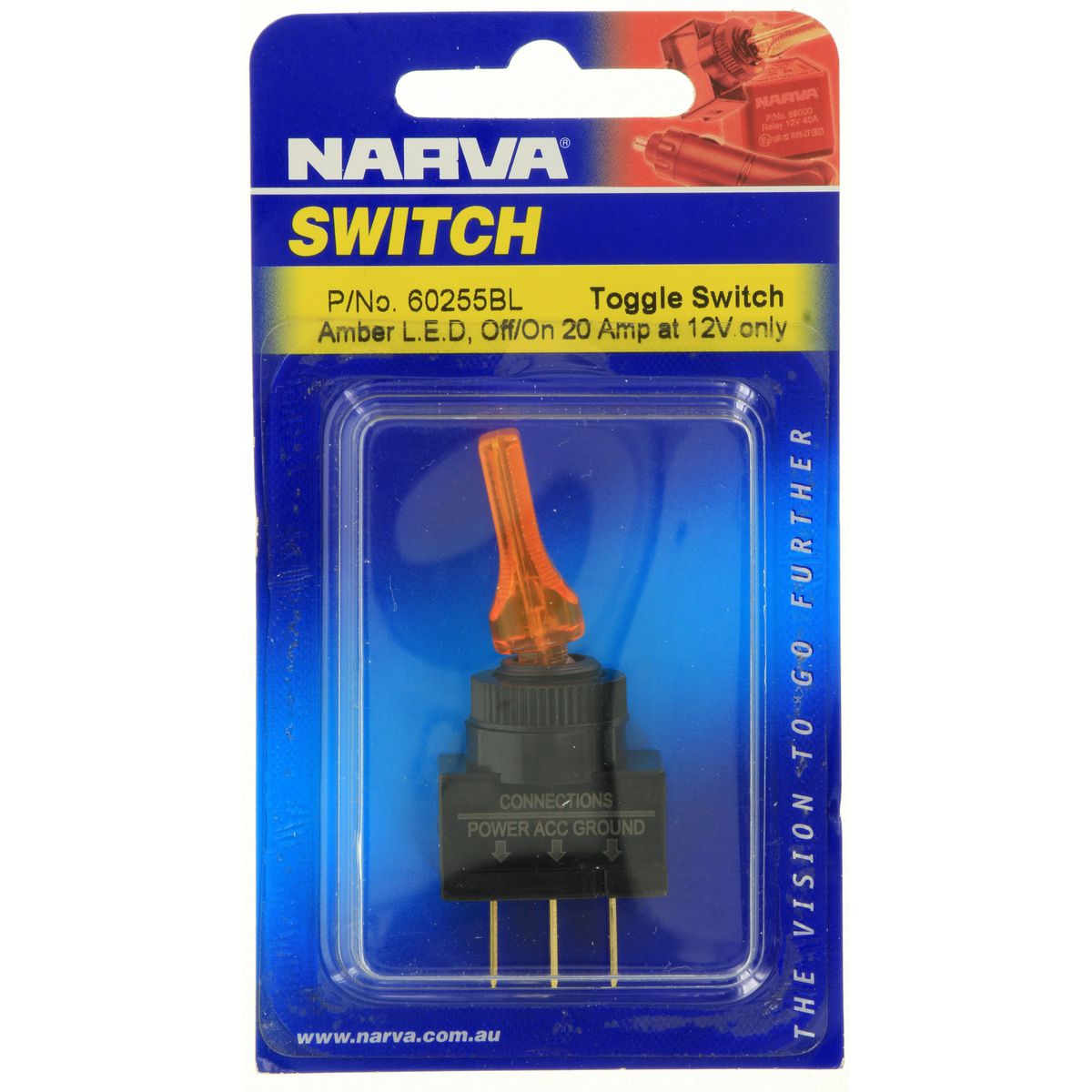 Narva Toggle Switch Off/On SPST Amber LED - 60255BL