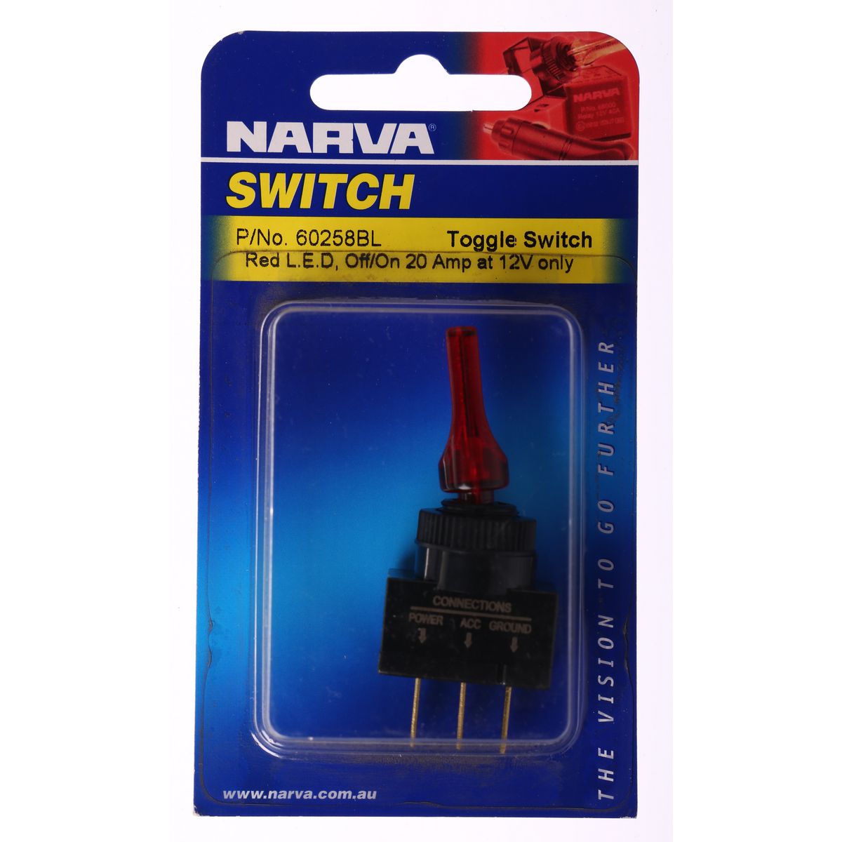 Narva Toggle Switch Off/On SPST Red LED - 60258BL