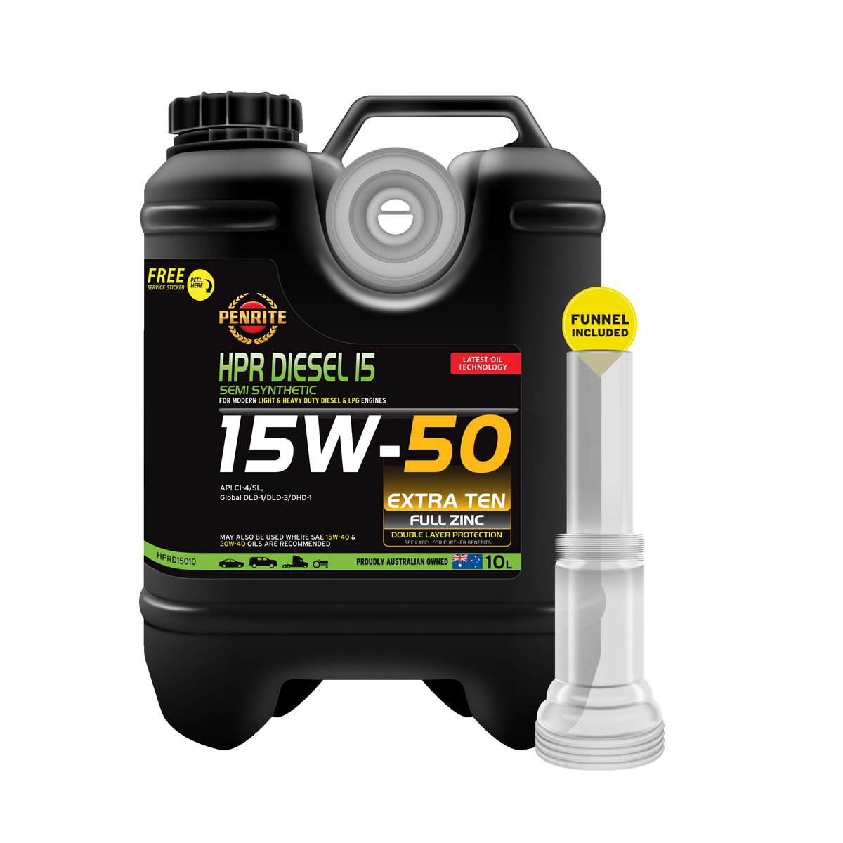 Penrite HPR Diesel 15 SAE 15W-50 Engine Oil 10L - HPRD15010