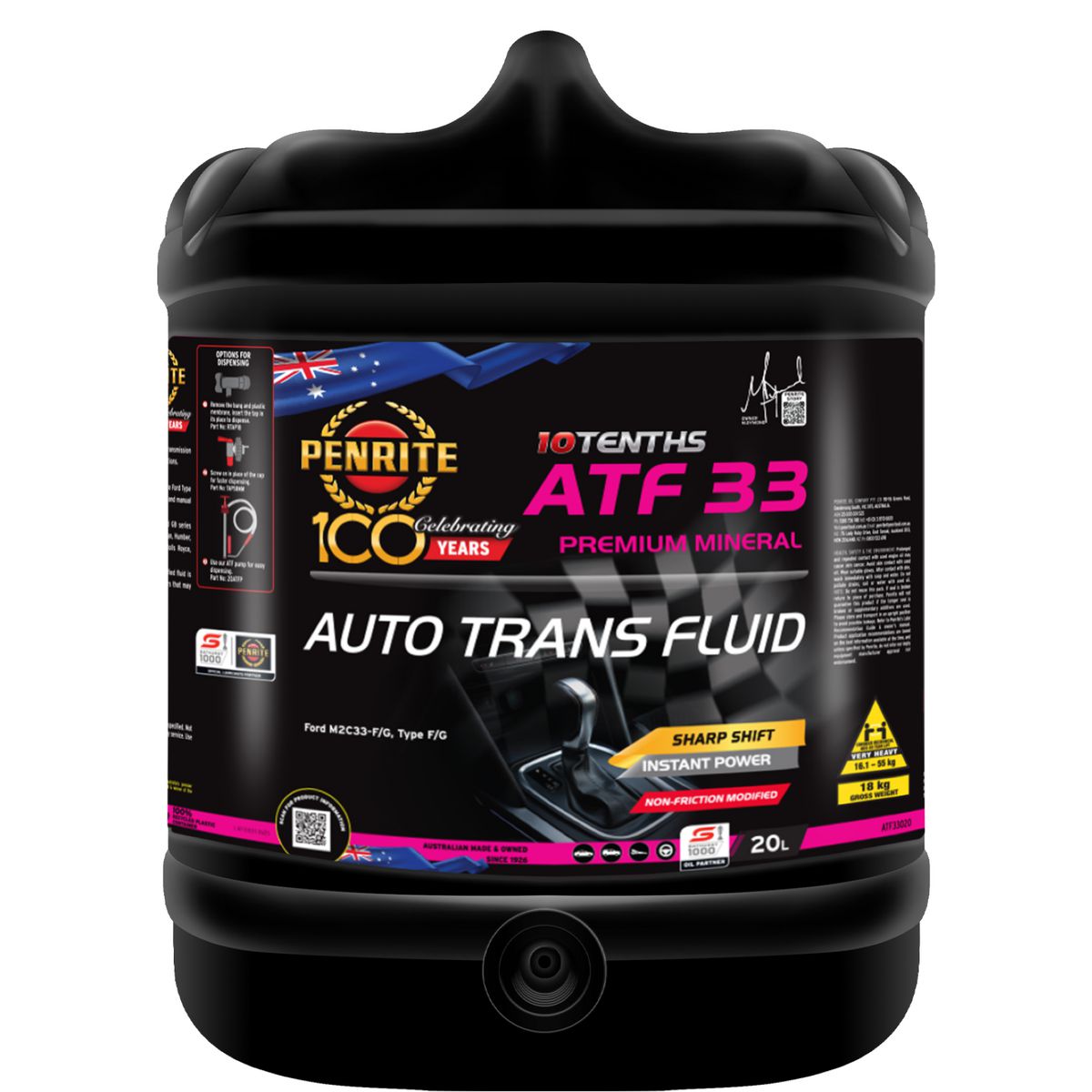 Penrite ATF 33 Type F Automatic Transmission Fluid 20L - ATF33020
