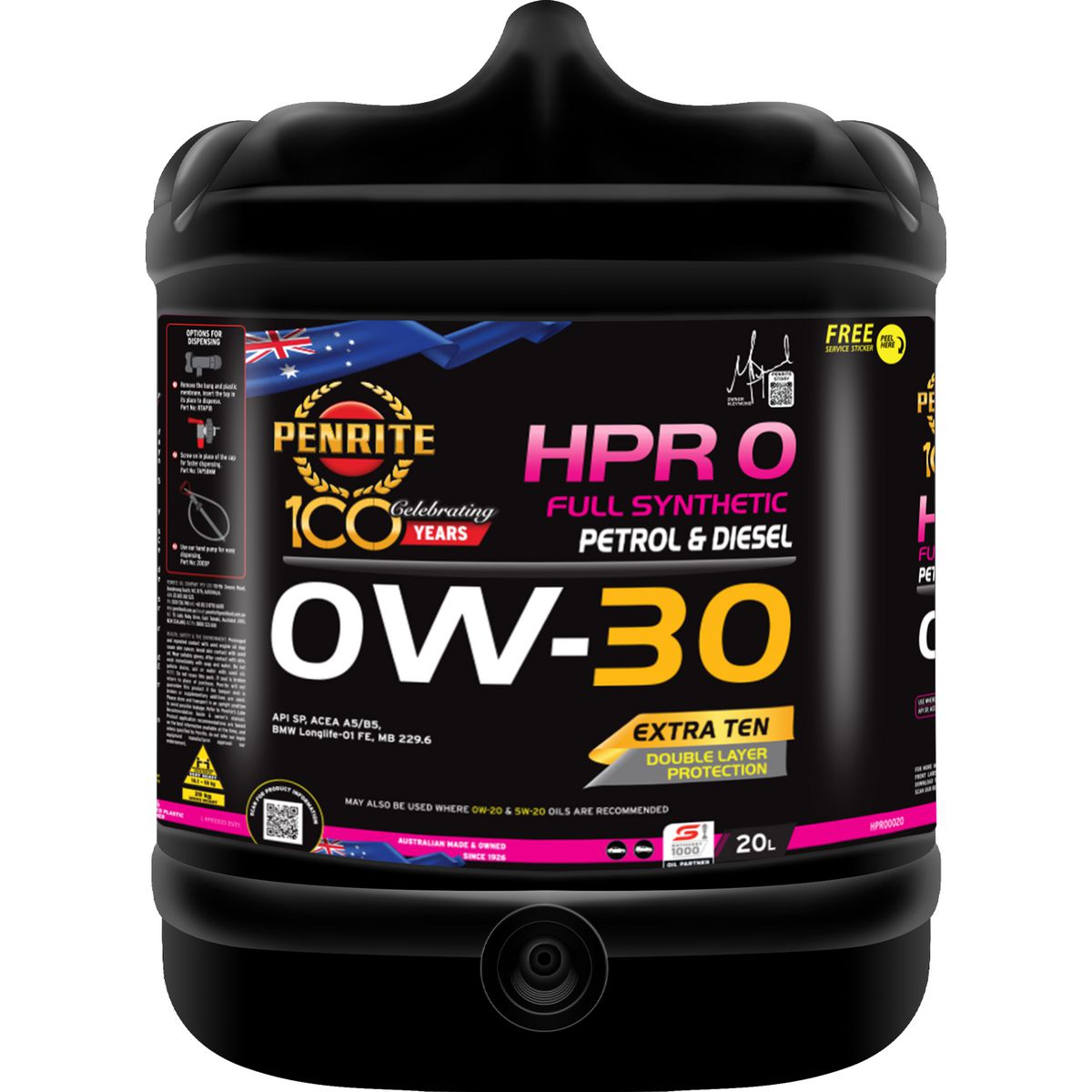 Penrite HPR 0 0W-30 Engine Oil 20L - HPR00020