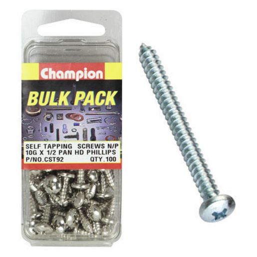 Champion Self Tapper Screw Pan Phillips 4.8 x 13mm Nickel Plated - CST92
