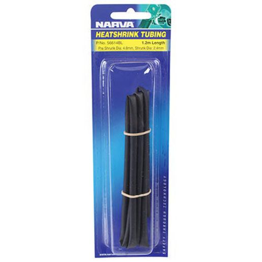 Narva Heat Shrink Standard Black ID: 4.8mm Length: 1.2m - 56614BL