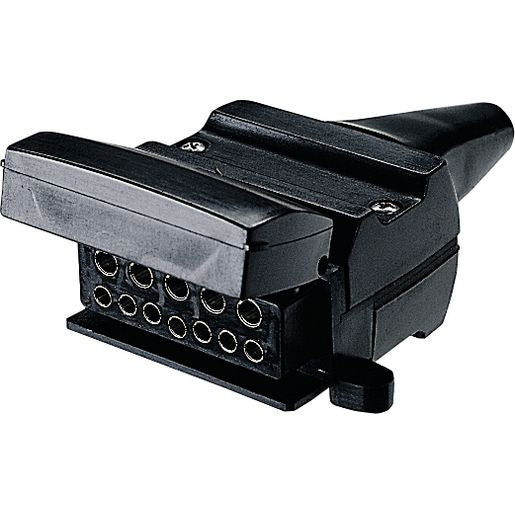 Narva Trailer Socket 12 Pin Flat with Reed Switch Normally Closed Circuit - 82073BL