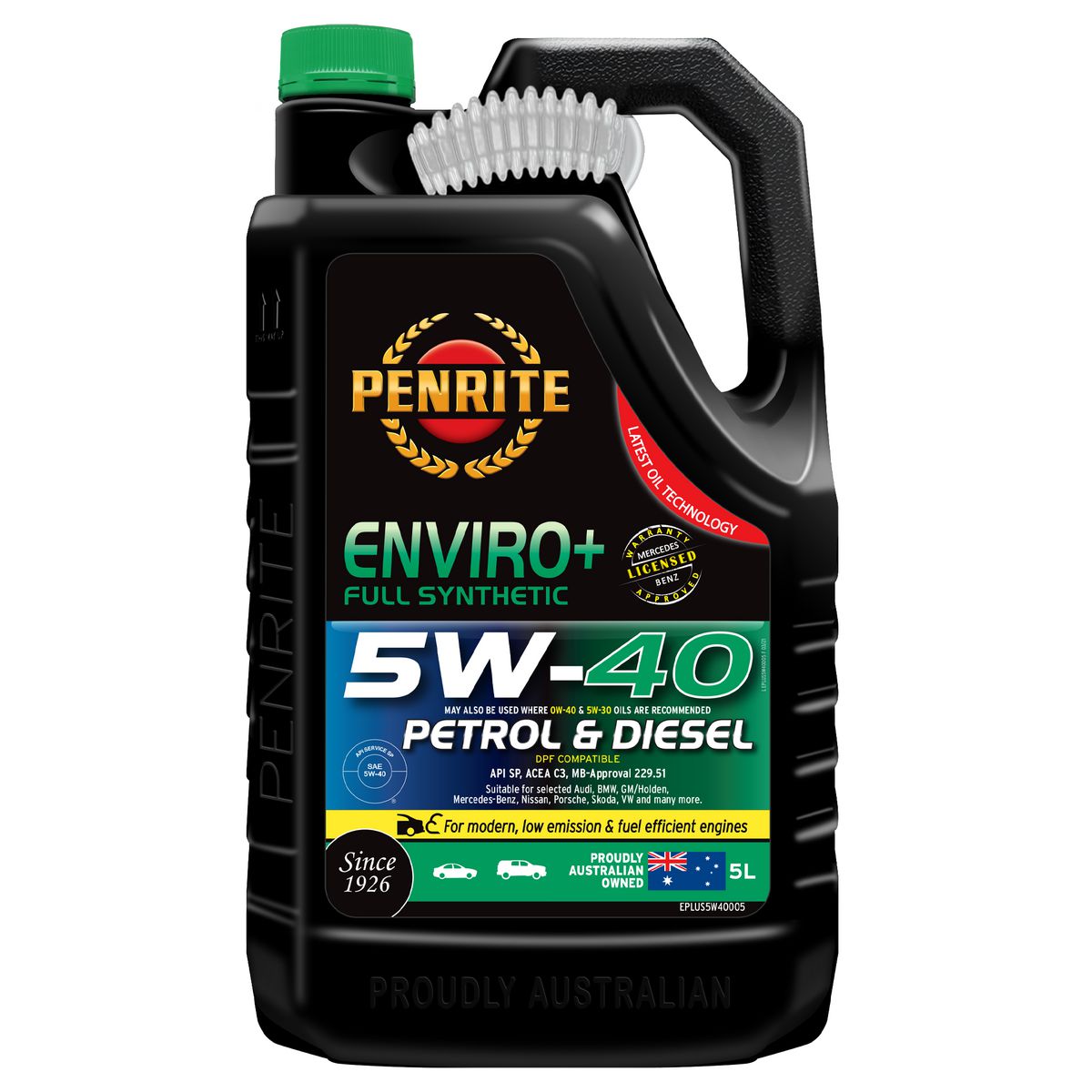 Penrite Enviro+ 5W-40 Engine Oil 5L - EPLUS5W40005