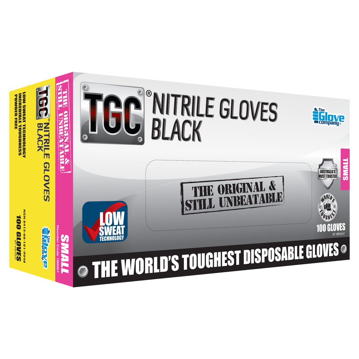 TGC Black Nitrile Gloves 100 Pack Small - 160001
