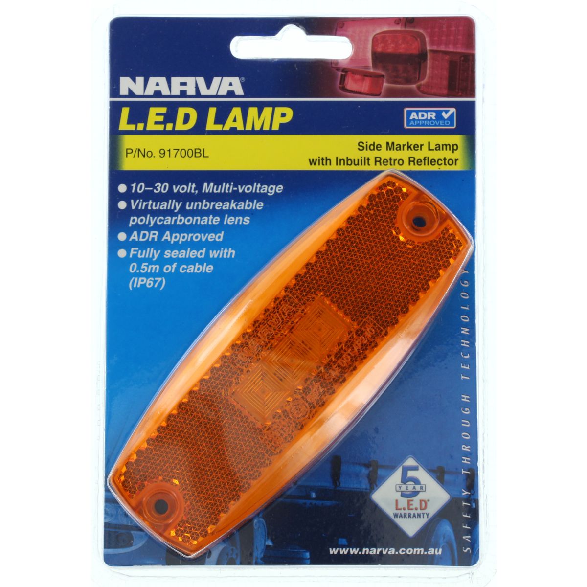 Narva Side Marker Light Amber LED 9 to 33V - 91700BL