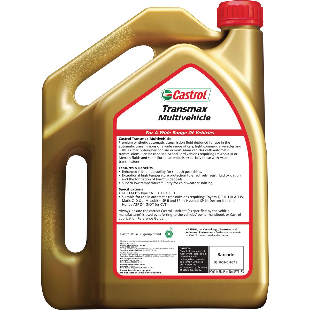 Castrol Transmax Multi Vehicle Automatic Transmission Fluid 4L - 3371183