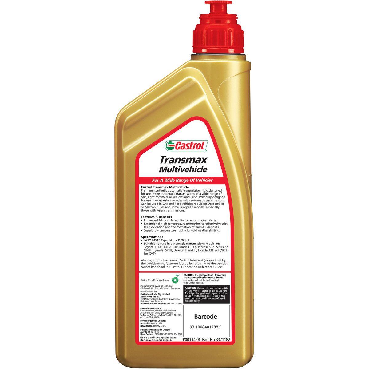 Castrol Transmax Multi Vehicle Automatic Transmission Fluid 1L - 3371182
