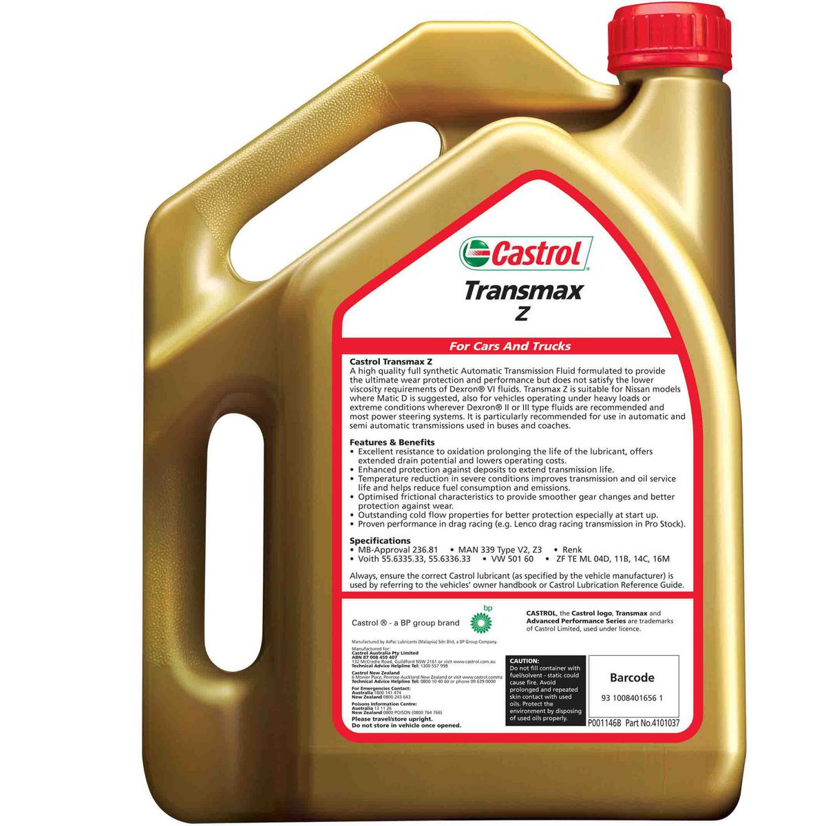 Castrol Transmax Z Automatic Transmission Fluid 4L - 4101037