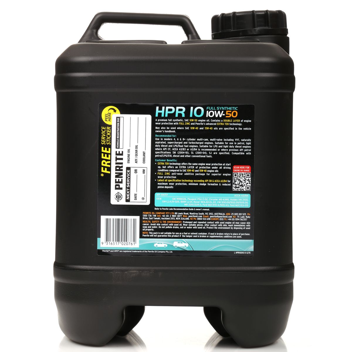 Penrite HPR 10 SAE 10W-50 Engine Oil 10L - HPR10010
