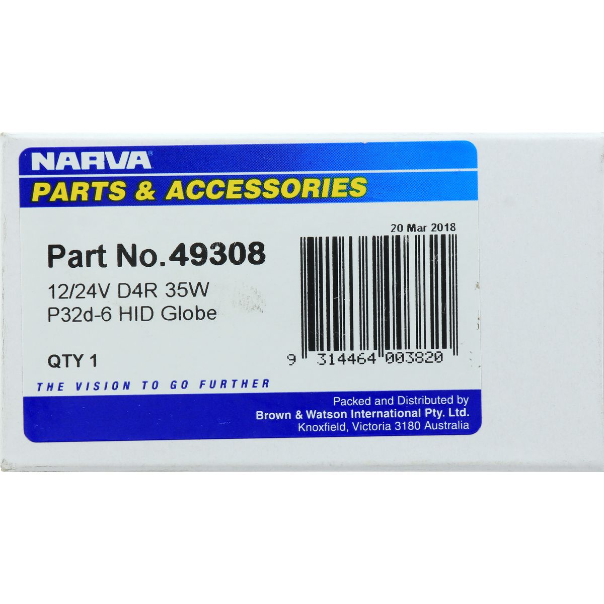 Narva D4R HID PK32d-3 Globe 12 or 24V 35W - 49308